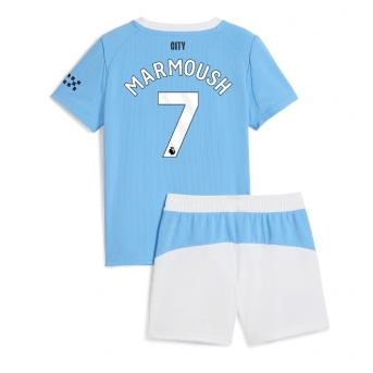 Billige Fotballdrakt Manchester City Omar Marmoush #7 Replika Hjemmedraktsett Barn 2025-26 Kortermet (med bukser)